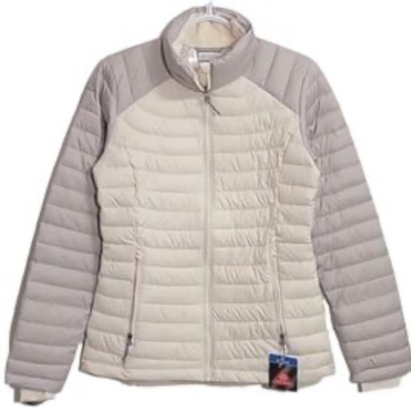 COLUMBIA // PUFFER JACKET // OMNI HEAT // WHITE & GREY // MEDIUM - Picture 2 of 4